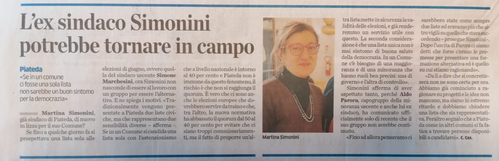 Articolo su La Provincia di Sondrio del 24 Aprile 2024